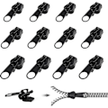 Miniatyrbillede 1 af 5: 12 stk. Clip-on lynlås-sliders, Clip-on lynlås-sliders, Lynlås-sliders i flere størrelser, Øjeblikkelig erstatning til jakke, frakke, kuffert (sort)