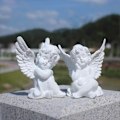 Miniatyrbillede 1 af 5: Sæt med 2 keruber engle harpiks have statue figur, indendørs udendørs have dekoration, bedårende engel skulptur minde statue 10 cm