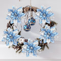 Miniatyrbilde 2 av 7: #(Lyseblå, 12 stykker) 5,7 tommer kunstige juleglitterblomster Juletreblomstdekorasjon#