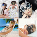 Miniatyrbild 5 av 5: Sovmask för Barn Pojkar Flickor Roliga Ögonbindlar Mjuka Söta Djur Sovmasker med Justerbart Band för Resor Tupplurar Skiftarbete Spel 4-pack