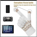 Miniatyrbillede 2 af 4: Par Dame Vinter Varme Touch Screen Handsker Strikket Blødt Mønster - Hvid/Grå - One Size, 21*12CM