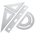 Miniatyrbild 1 av 3: 1 Set med 4 st DIY Metall Linjal Robust Kontors Metall Linjal Linjal Skrivset Triangelplatta Gradmätare Testlinjal för Elever Studenter Silver