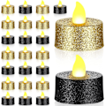Miniatyrbillede 1 af 5: #24 Styk Guld Blinkende LED Te Lys Sorte Flammeløse Te Lys#