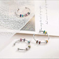 Miniatyrbild 4 av 5: 3 st Snurrande Emalj Fidget Ring, Ångestlindrande Ring i Rostfritt Stål, Ångestring med Flerfärgad Rullkula