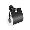 Miniatyrbillede 2 af 4: Toiletpapirholder med Rund Sort Base, Mat Sort, med Flap T