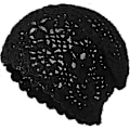 Miniatyrbillede 1 af 5: Dame Sommer Strikkede Hatte Håndlavet Hæklet Hat Slouch Beanie Hat Sort