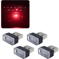 Pikkukuva 1 / 5: 4 kpl Punainen USB-LED Auton Sisätilan Tunnelmavalo, Yö LED Deko