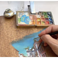 Miniatyrbillede 3 af 6: #Bærbar Skitsebogspalette Træ Mini Rejsemalingspalette 15 Rister#