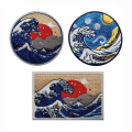 Miniatyrbild 2 av 5: 3 st Great Wave off Kanagawa Broderade Lappar Sy På eller Stryk På