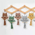 Miniatyrbillede 3 af 5: Ugle Macrame Vægtæppe Vævet Vægophæng Vedhæng Ornament Vævet Boheme Vægtæppe Murstensrød