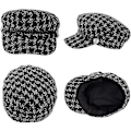 Miniatyrbillede 4 af 5: Dame Kort Skygge Visir Beret Retro Britisk Stil Elegant Vinter Flade Hatte ('6 7/8-7 1/8') Sort