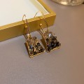Miniatyrbilde 1 av 5: 1 par sølvnåler trapesformet natursten øredobber fa
