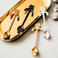 Miniatyrbild 5 av 5: 4-pack Katt Sked Kaffe Tesked Set, Rostfritt Stål Hängande Kopp Teskedar Mini Lång Söt Kattunge Omrörningssked