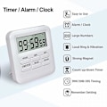 Miniatyrbilde 2 av 4: Digital Timer med Klokke/Vekkerklokke Funksjon 3 I 1, Magnetisk Kjøkkentimer, Nedtelling Stoppeklokke Timer, Tidsstyring For Kjøkken/Studie/Sport