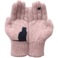 Miniatyrbild 1 av 5: Fingervantar med tecknad katt, varma vinterhandskar i kashmir, tjocka stickade ullhandskar för kvinnor