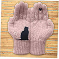 Miniatyrbild 3 av 5: Fingervantar med tecknad katt, varma vinterhandskar i kashmir, tjocka stickade ullhandskar för kvinnor