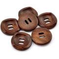 Miniatyrbillede 2 af 5: 25 Runde Brune Træknapper 30mm med 2 Huller (30mm-25Stk)