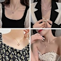 Miniatyrbild 5 av 5: Trendigt hängsmycke halsband för kvinnor guldkedja diamant kubisk zirkonia guldpläterad nätt kedja enkla handgjorda smycken 21-50cm pinkgolden