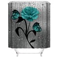#Grön blommig polyester duschdraperi - 180*200CM#