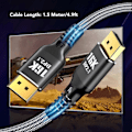 Miniatyrbilde 3 av 5: DisplayPort 2.1 Kabel 16K 30Hz 40Gbps 3D Dynamisk HDR Hann til Hann DisplayPort Kabel for FreeSync for G Sync Gaming Skjerm 1.5m