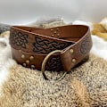 Miniatyrbillede 2 af 5: Viking Embossed PU Læderbælte (Brun), Middelalder Læderbælte, Vi