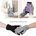 Miniatyrbillede 3 af 4: Par Dame Vinter Strikkede Handsker, Varme Parhandsker, Touch Screen Handsker Med Tyndt Fleecefor, Velegnet Til Fritidsaktiviteter Sort/Hvid One S