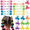 #12 Par Dubbla Boll Elastiska Hårband Färgglada Hår Elastiska med Söta Bollar Gummiband Hårband för Flickor (Klassisk)#