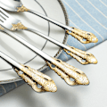 Miniatyrbillede 2 af 5: #5 dele rustfrit stål porcelæn guld bestik sæt#