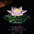 Miniatyrbild 2 av 3: Rosa Glittrande Kristall?Färgreflex Kristall Lotusblomma,Gla