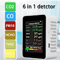 Miniatyrbilde 3 av 5: 6 i 1 Luftkvalitetsmåler med Formaldehydsensor Forurensningsdetektor HCHO TVOC Sensor PM2.5/PM10 Luftkvalitetsmåler Co2 Pm2.5 Innendørs Luftkvalitetstester
