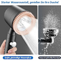 Miniatyrbillede 5 af 5: Massage Brusehoved med Rensende Massagefunktion, Vandbesparende, med 1,5 m Slange og 2 Filtre, 5 Strålemønstre (Metallic Grå)