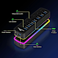 Pikkukuva 5 / 5: USB-läppäriasema 7 in 1 Multiport USB 3.0 Itsenäinen kytkin RGB Virtalähdeportti Nopea USB-keskitinsovitin Tietokonetarvikkeet