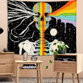 Miniatyrbillede 3 af 5: Skalle Tapestry Tarot Skelet Væghængende Stjernetæppe H