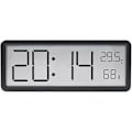 Miniatyrbillede 1 af 5: Digitalt vægur med LCD-skærm, tid, temperatur, luftfugtighedsvisning, elektronisk ur til hjem og kontor med flere displayfunktioner (sort)