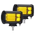 Pikkukuva 1 / 5: 2x 5 tuuman 72W LED-työvalot vedenpitävät maastoajovalot sumuvalot keltaiset kuorma-autoille ATV UTV veneille Gol