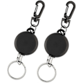Miniatyrbilde 1 av 5: Kraftig Uttrekkbar Nøkkelring Badge Reel Klips (svart) (2 stk)