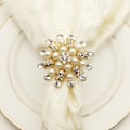 Miniatyrbilde 1 av 5: 12 stk. blomsterperle diamant serviettringholder, brukt for