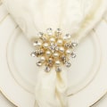 Miniatyrbillede 1 af 5: 12 stk. blomsterperle diamant servietringholder, brugt til w