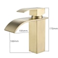 Miniatyrbillede 2 af 5: Moderne Guld Vandfald Håndvask Armatur Badeværelse Mixer Hane med Justering