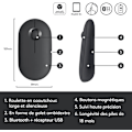 Pikkukuva 3 / 4: Musta langaton hiiri Bluetoothilla tai 2,4 GHz -vastaanottimella, hiljainen