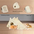 Miniatyrbillede 5 af 6: #3 Hamsterhus Træhytte til Lille Kæledyr Naturlig Levested for Hamster Gerbil Rot Chipmunk 3 Farver Pink Blå Grøn#