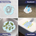 Miniatyrbillede 5 af 5: 3-pak bruseafløb, blomsterformet silikoneafløbsdæksel med 5 sugekopper, skridsikker vaskprop egnet til badeværelse, badekar, køkken, let at installere