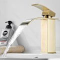 Miniatyrbillede 3 af 5: Moderne Guld Vandfald Håndvask Armatur Badeværelse Mixer Hane med Justering