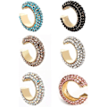Miniatyrbilde 1 av 4: 6 Pakke Ikke-Perforerte Cubic Zirconia Hug Clip Øredobber Bohemsk Stablebar Rhinestone C Form Øredobber Fargerike Brusk Klipp