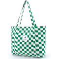 Miniatyrbillede 2 af 5: Ternet canvas tote taske (grøn 52*20*32cm) blød tote til kvinder