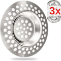 Pikkukuva 1 / 4: Viemärin siivilä, 3 kpl, 70 mm, Sopii viemäreihin, joiden sisähalkaisija on 42 mm, ulkonee 7 mm syvyydestä juoksuputkessa, pesuallassiivilä optimoidulla istuvuudella, ritilä
