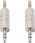 #3,5 mm Han til Han Lydadapter Metal Sølv 3 Pole 3,5 mm Stereo Jack#