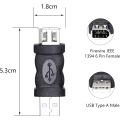 Miniatyrbilde 5 av 5: #USB1394 hode 6P adapter USB til Firewire, 1394 adapter#