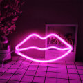 Miniatyrbillede 2 af 5: Neon Lip Pink, Lip Skilte Neon Natlys Neon Pink Vægslys Ro