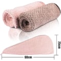 Miniatyrbilde 5 av 5: 2PAK (Rosa og Brun) Mikrofiber Hårhåndkle Hårwrap Hårhåndkle